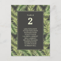 Carte de siège Mariage Feuille de palme tropicale
