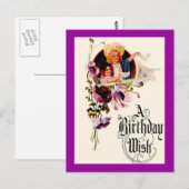 Postale Carte de souhaits d'anniversaire vintage (Devant / Derrière)