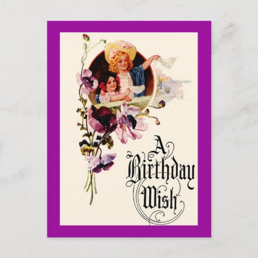 Postale Carte de souhaits d'anniversaire vintage (Devant)