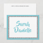 Postale Carte de souhaits Parties scintillant bleue et arg (Devant / Derrière)