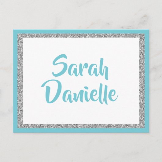 Postale Carte de souhaits Parties scintillant bleue et arg (Devant)