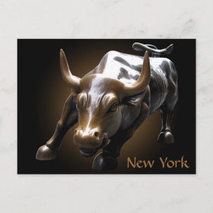 Postale Carte de souvenir New York Postcard Bull Statue NY