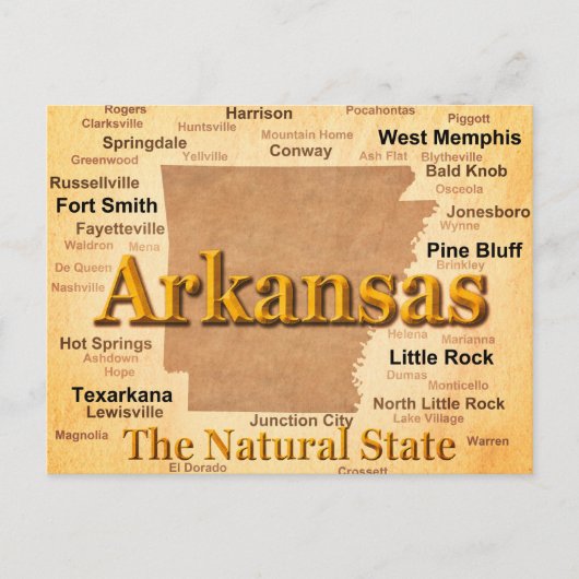 Postale Carte de style Vintage Arkansas (Devant)