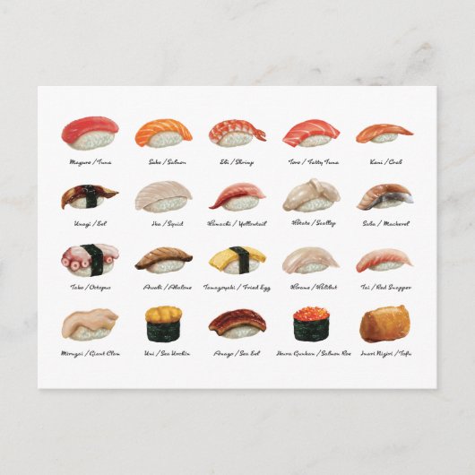 Postale Carte de sushi (Devant)