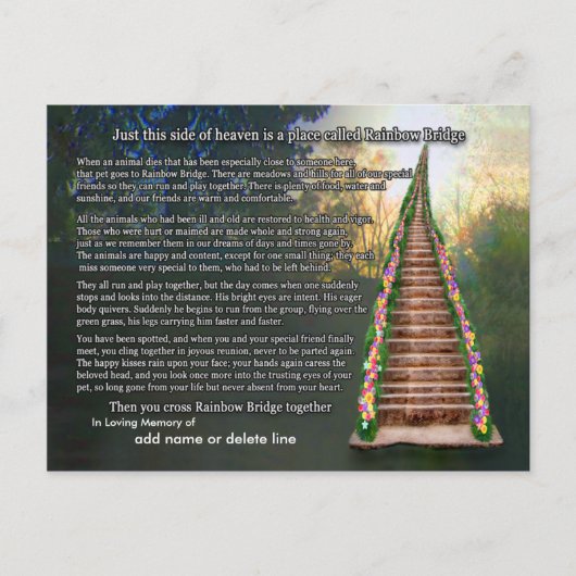Postale Carte de sympathie pour le poème Rainbow Bridge (Devant)