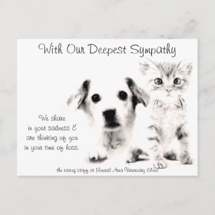 Postale Carte de sympathie vétérinaire chiot et chaton