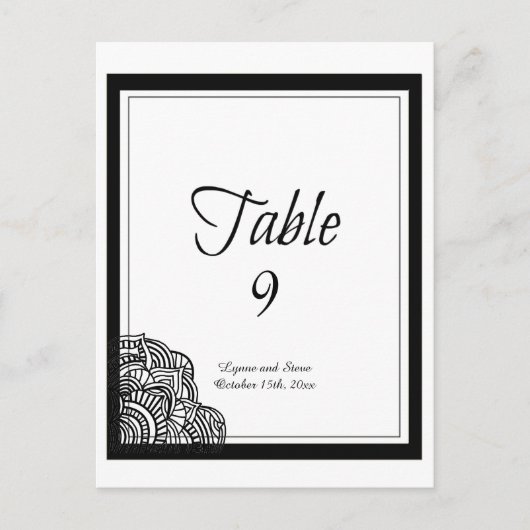 Postale Carte de table à médaillon noir avec bordure noire (Devant)