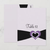 Postale Carte de table à ruban noir et cœur violet (Devant / Derrière)
