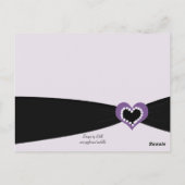 Postale Carte de table à ruban noir et cœur violet (Dos)