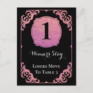 Postale Carte de table Bunco Parties scintillant rose élég