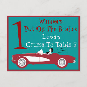 Postale Carte de table convertible rouge Bunco rétro #1