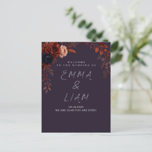 Postale Carte de table de bienvenue de mariage floral Bour