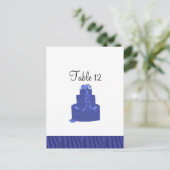 Postale Carte de table de mariage avec gâteau royal bleu (Debout devant)