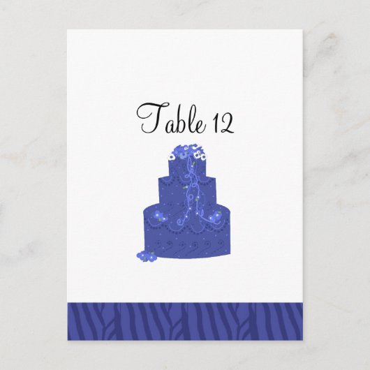 Postale Carte de table de mariage avec gâteau royal bleu (Devant)
