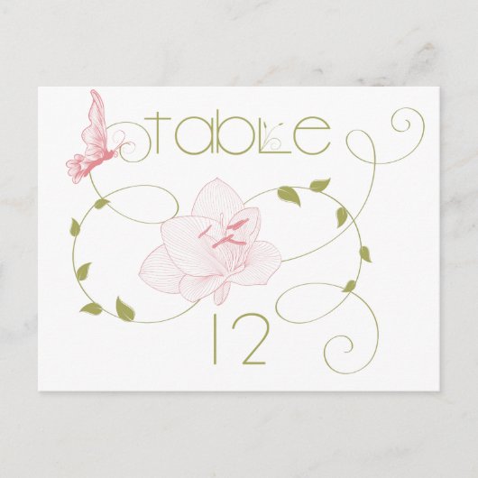 Postale Carte de table de mariage de jardin rose Lys (Devant)