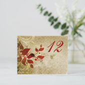 Postale carte de table de mariage feuilles d'automne (Debout devant)