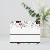 Postale Carte de table écrite Fleurs noires Feuilles rouge (Debout devant)