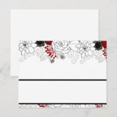 Postale Carte de table écrite Fleurs noires Feuilles rouge (Devant / Derrière)