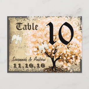 Postale Carte de table en forme d'arbre à feuilles en cœur