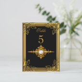 Postale Carte de table en or noir numéro de siège (Debout devant)