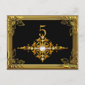 Postale Carte de table en or noir numéro de siège (Dos)
