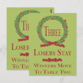 Postale Carte de table Holly Wreath Bunco #3 (Devant / Derrière)