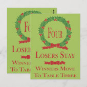 Postale Carte de table Holly Wreath Bunco #4 (Devant / Derrière)
