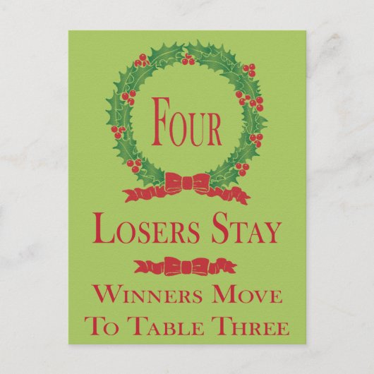 Postale Carte de table Holly Wreath Bunco #4 (Devant)