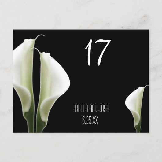 Postale Carte de table Mariage Calla Lily Postca (Devant)