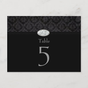 Postale Carte de table mariage en diamant damassé noir ten