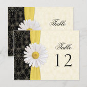 Postale Carte de table Mariage noir, ivoire, or, marguerit (Devant / Derrière)