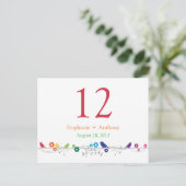 Postale Carte de table Mariage Rainbow Theme Birds Fleurs (Debout devant)