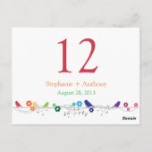 Postale Carte de table Mariage Rainbow Theme Birds Fleurs (Dos)