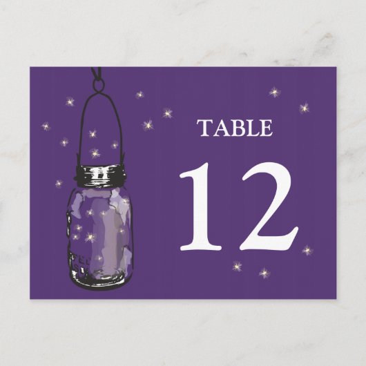 Postale Carte de table Mason Jar & Fireflies (Devant)