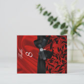Postale Carte de Table Noir en Damas Rouge pour Placement  (Debout devant)
