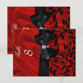 Postale Carte de Table Noir en Damas Rouge pour Placement  (Devant / Derrière)