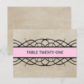 Postale Carte de table numéro avec bordure de fleur rose (Devant / Derrière)