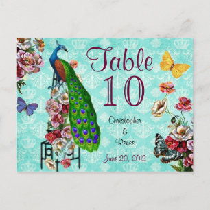 Postale Carte de table Paon Français Élégant