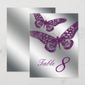 Postale Carte de table Papillon 232 Argent violet (Devant / Derrière)