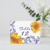 Postale Carte de table Royal Blue and Yellow Sunflowers (Debout devant)