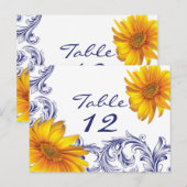 Postale Carte de table Royal Blue and Yellow Sunflowers (Devant / Derrière)