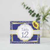 Postale Carte de table Royal Blue and Yellow Sunflowers (Debout devant)