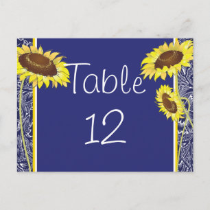 Postale Carte de table Royal Blue and Yellow Sunflowers