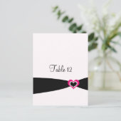 Postale Carte de table ruban noir coeur rose (Debout devant)