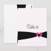 Postale Carte de table ruban noir coeur rose (Devant / Derrière)