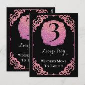 Postale Carte de table stylée Parties scintillant rose Bun (Devant / Derrière)