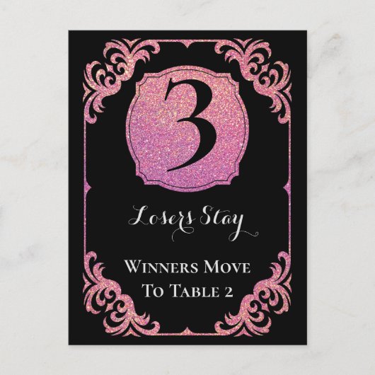 Postale Carte de table stylée Parties scintillant rose Bun (Devant)