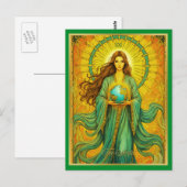 Postale Carte de tarot Art Nouveau Le Monde (Devant / Derrière)