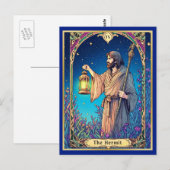 Postale Carte de tarot Art Nouveau, l'Ermite (Devant / Derrière)