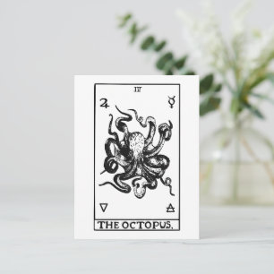 Postale Carte de tarot du poulpe Illustration marine vinta